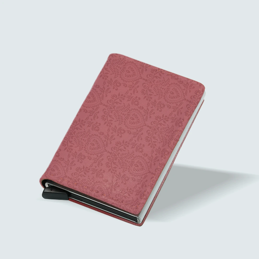 LouisZen Men’s Wine Red Slim Leather Card Holder – Compact PU Leather & Aluminum Card Wallet with Pop-Up Feature and Money Clip – Compact and Stylish Accessory