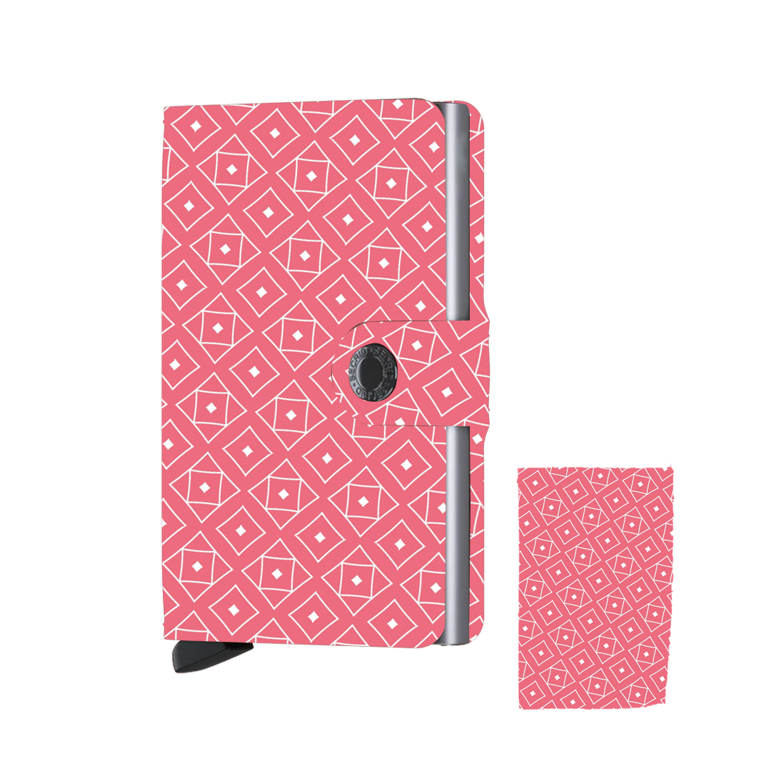 LouisZen Men’s Pink Slim Leather Card Holder – Compact PU Leather & Aluminum Card Wallet with Pop-Up Feature and Money Clip – Compact and Stylish Accessory