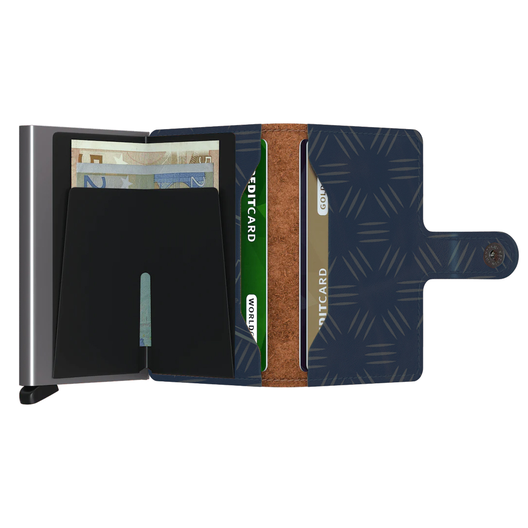 LouisZen Men’s Navy Blue Slim Leather Card Holder – Compact PU Leather & Aluminum Card Wallet with Pop-Up Feature and Money Clip – Compact and Stylish Accessory